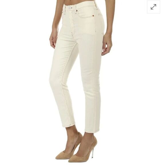 Re/Done Corduroy Stretch High Rise Ankle Crop in Winter White. Size 25. NWT! - Picture 3 of 15